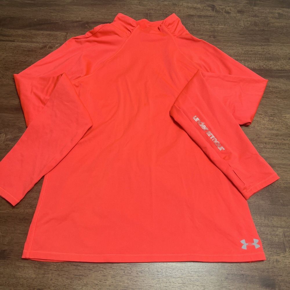 Under Armour COLD GEAR Youth XL Mock Neck Long Sleeve Athletic Shirt Coral Pink